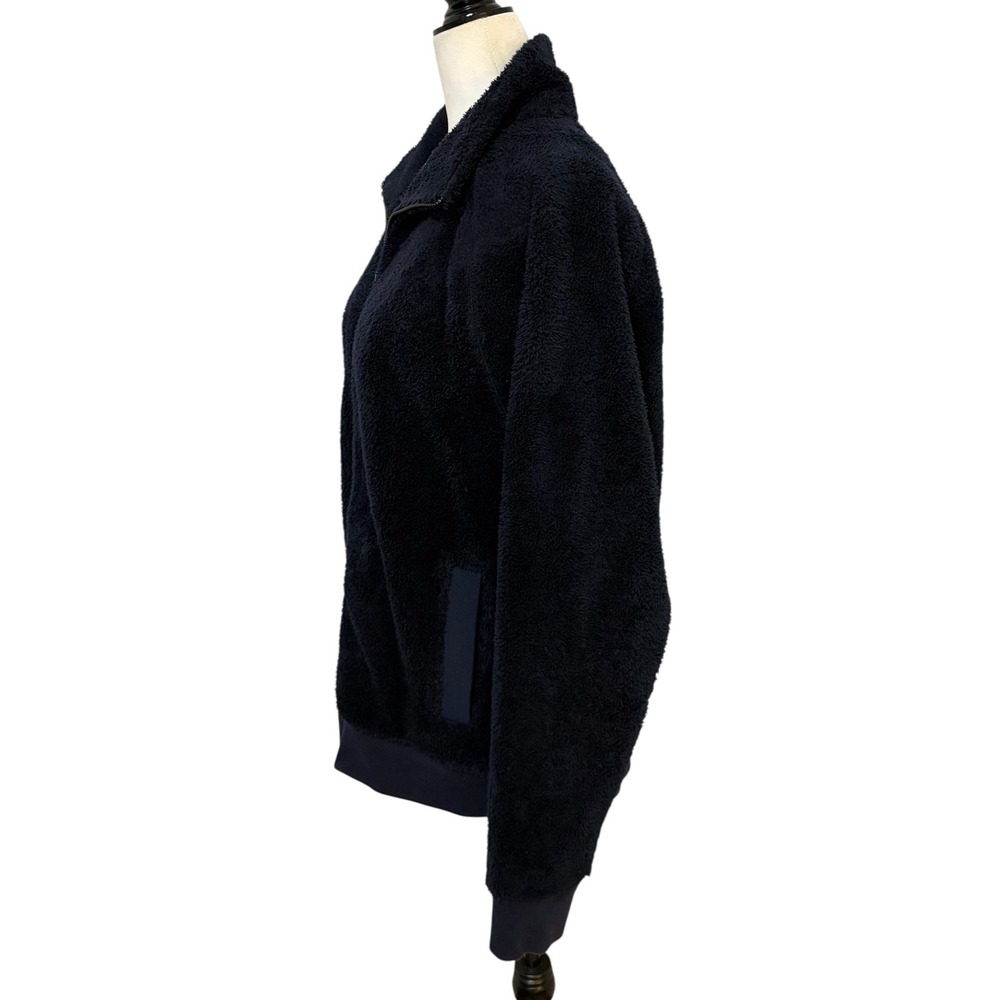 Banana Republic Medium Navy Fuzzy Fleece Zip Up Jacket Women's - Picture 7 of 10